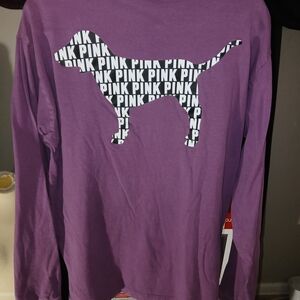 SoldPINK Victoria's Secret Purple Long Sleeve Tee with Large Dog Graphic